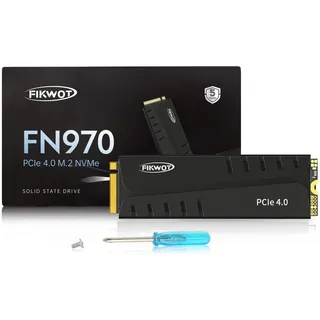 Fikwot FN970 4TB M.2 2280 PCIe Gen4 x4 NVMe 1.4 Internes Solid State Drive mit Kühlkörper – Bis zu 7400 MB/s, Konfigurierter DRAM Cache, Kompatible PS5 Interne SSD