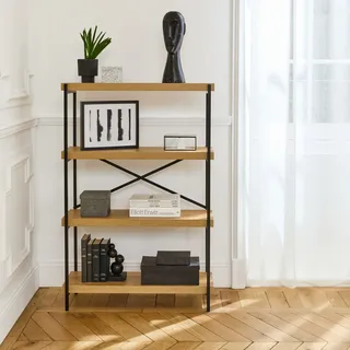 sweeek - Regal mit 4 Ebenen in Eschen- und Metalleffekt