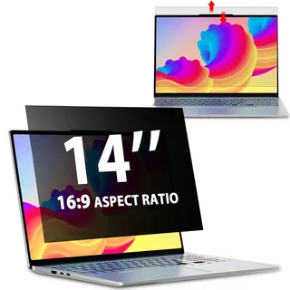 Sichtschutzfolie Laptop 14 Zoll 16:9, Anti Spy Blaulicht Blendfrei Blickschutzfolie, Abnehmbarer 14'' Laptop Sichtschutz Kompatibel mit Lenovo Hp Dell Acer Samsung Asus Toshiba