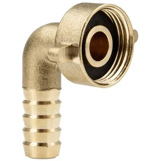 tecuro Schlauchverschraubung mit 1/2 Zoll ÜWM x 90° Tülle Ø 13 mm, Messing blank