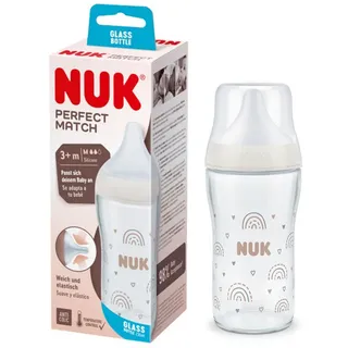 NUK Babyflasche NUK Perfect Match Glasflasche, weiß (Regenbogen)