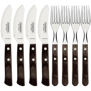 Tramontina PIZZA Besteck, 8-tlg Set, für 4 Personen, rostfreier Edelstahl, FSC-zertifizierte Holzgriffe, spülmaschinenfest
