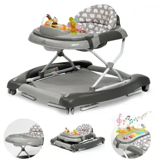 Bronea Lauflernhilfe 4-in-1 Lauflernwagen Gehfrei Baby Schaukel Lauflernhilfe Babywalker grau
