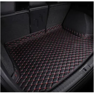 LIMINFACAI Auto Leder Kofferraummatten für Hyundai Kona/Encino 2018 2019 2020 2021 2022 2023, rutschfest Staubdicht Schutzmatte Kofferraumschutz Kofferraumwanne Teppich,A/Black-Red