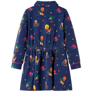 vidaXL Kinderkleid mit Langen Ärmeln und Kordelzug Marineblau 116