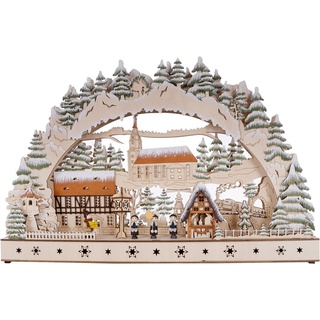 Myflair Möbel & Accessoires LED Schwibbogen »Weihnachtsdeko«, aus Holz, mit LED Beleuchtung, Höhe ca. 39 cm, beige
