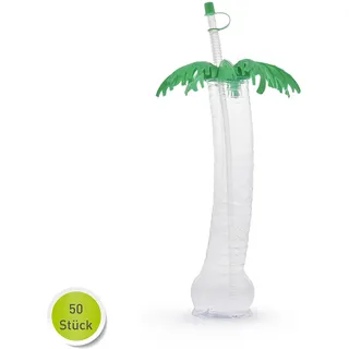 EmK Gastroausstattung Import Slush Sirup Mehrwegbecher Yardcup „Hawaii Palme“ 0,35 Ltr. m. grünem Deckel 50L