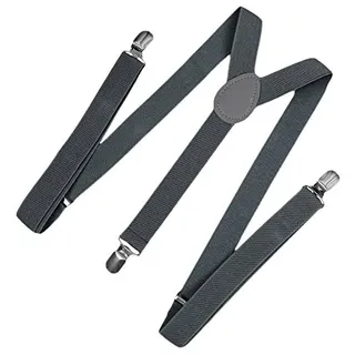 Staccatory Unisex Klipp Am Hosenträger Elastische Y-Form Rücken Formelle, Verstellbare Hosenträger, Dunkel Grau - Einheitsgrrre