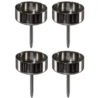 Edelstahl Kerzenpick, 4er Set, 4,5cm. Kerzenhalter, Teelichtpin, Teelichthalter für Adventskranz, Kerzenhalte zum Stecken, Weihnachten