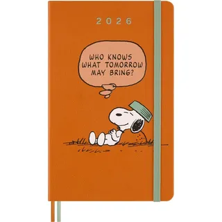 Moleskine 12 Monate Peanuts Snoopy Tomorrow Wochen Notizkalender 2026, L/A5, 1 Wo = 1 Seite, fester Einband, Kadmiumorange