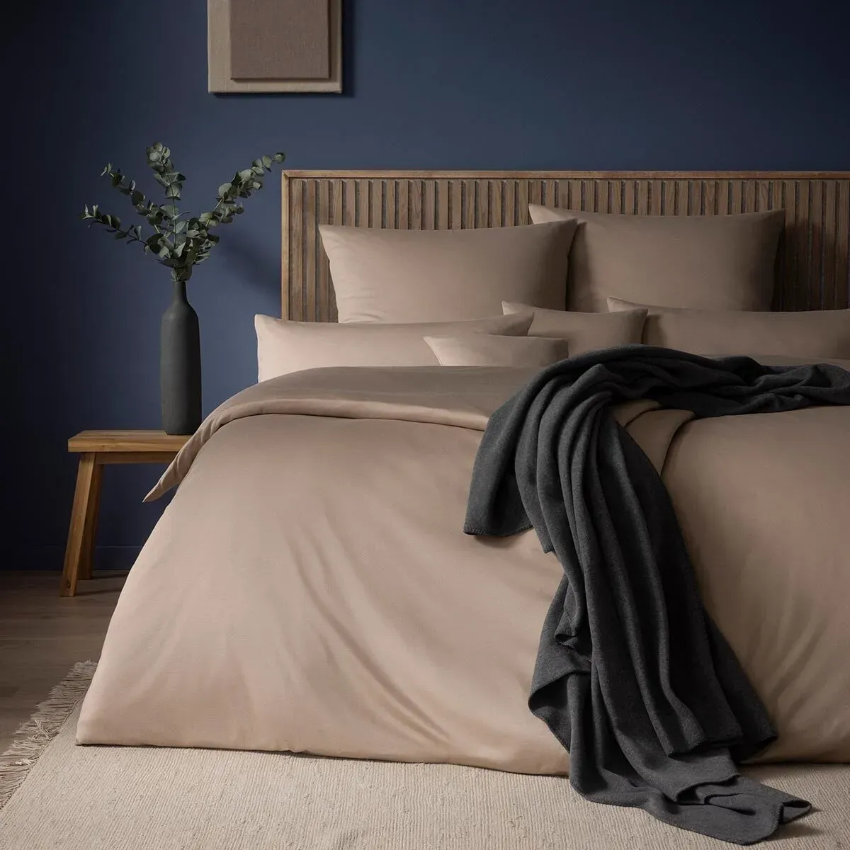 Estella Mako Interlock Jersey Bettwäsche Uni Takoma Kissenbezug einzeln 40x80 cm | bahama - beige