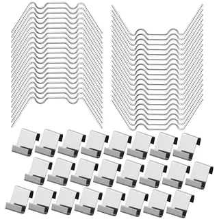 50 Stück W/Z Gewächshaus Klammern Edelstahl,Klammern für Gewächshausscheiben Extra Stark,Gewächshausklammern für Befestigung Fixierung Hohlkammerplatte Gewächshausglas,Zubehör Gewächshaus