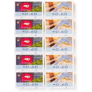 10 Stück 0,60 EUR postfrische nassklebende Briefmarken | Frankaturware Markenset (Motivgemischt)