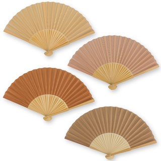 MIJOMA 4 Stück Set Handfächer aus Holz, Handfächer für Abkühlung im Sommer, am Strand, für Hochzeiten Fasching Pride (Naturfarben)