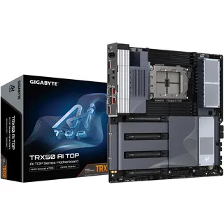 Gigabyte TRX50 AI TOPMotherboard - Unterstützt AMD Ryzen PRO 7000 CPUs - 16+8+4 Phasen Digital VR - bis zu 5200MHz DDR5 (OC)- 4xPCIe 5.0 + 4xPCIe 4.0 M.2- Wi-Fi 7-10GbE LAN- USB 3.2 Gen 2x2
