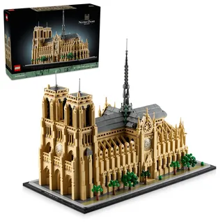 LEGO Architecture 21061 Notre-Dame de Paris Replik, Architektonisches Modellbausatz, Sammlerstück-Bauset für Erwachsene, Bauen und Ausstellen von Souvenir, Geschenkidee für Liebhaber von Geschichte,