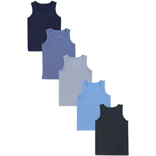TupTam Unterhemd TUPTAM "Unterhemd Kinder Jungen Unterhemd Ärmellos 5er Pack", Mädchen, Gr. 164, N-Gr, schwarz (dunkelblau anthrazit indigo blau grau), Obermaterial: 95% Baumwolle CO. 5% Elasthan EL., Unterhemden Unterhemd