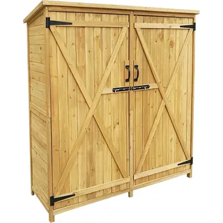 Wiltec Wiltec, Gartenhaus + Gartenschrank, Gartenhaus 2 Flügel Tür 1350x500x1540mm Fichtenholz Gerätehaus Bitumen