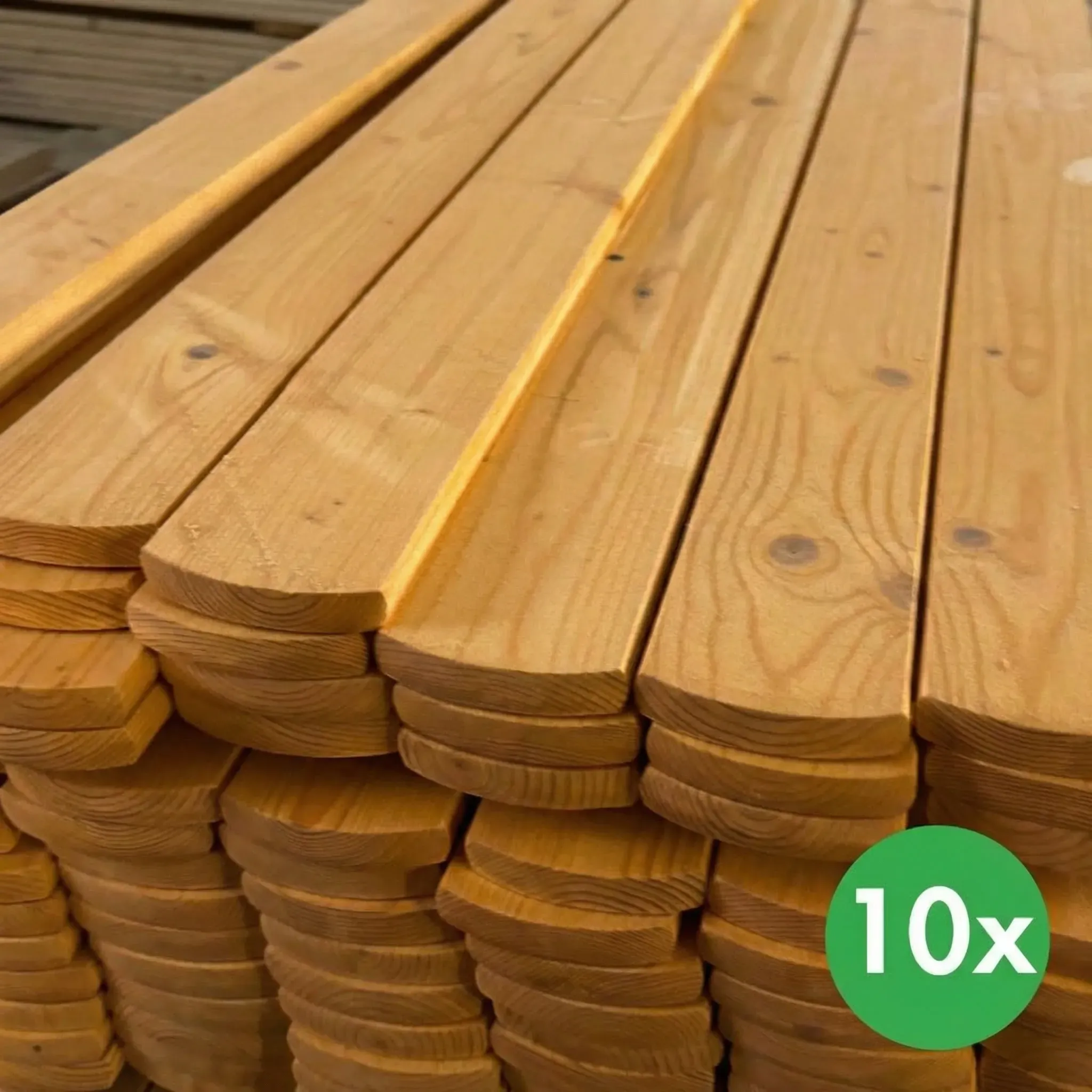 Zaunpfosten, abgerundete, helle Lasur, 10 Stück, 20 x 95 x 1200 mm