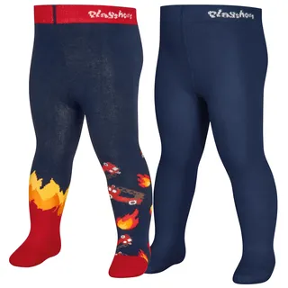 Playshoes Strumpfhose Unisex Kinder Strumpfhose, Feuerwehr 2er Set, 74/80
