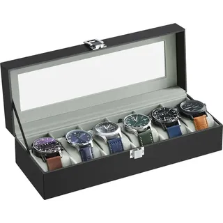 Songmics Rechteckige Uhrenbox für 6 Uhren,