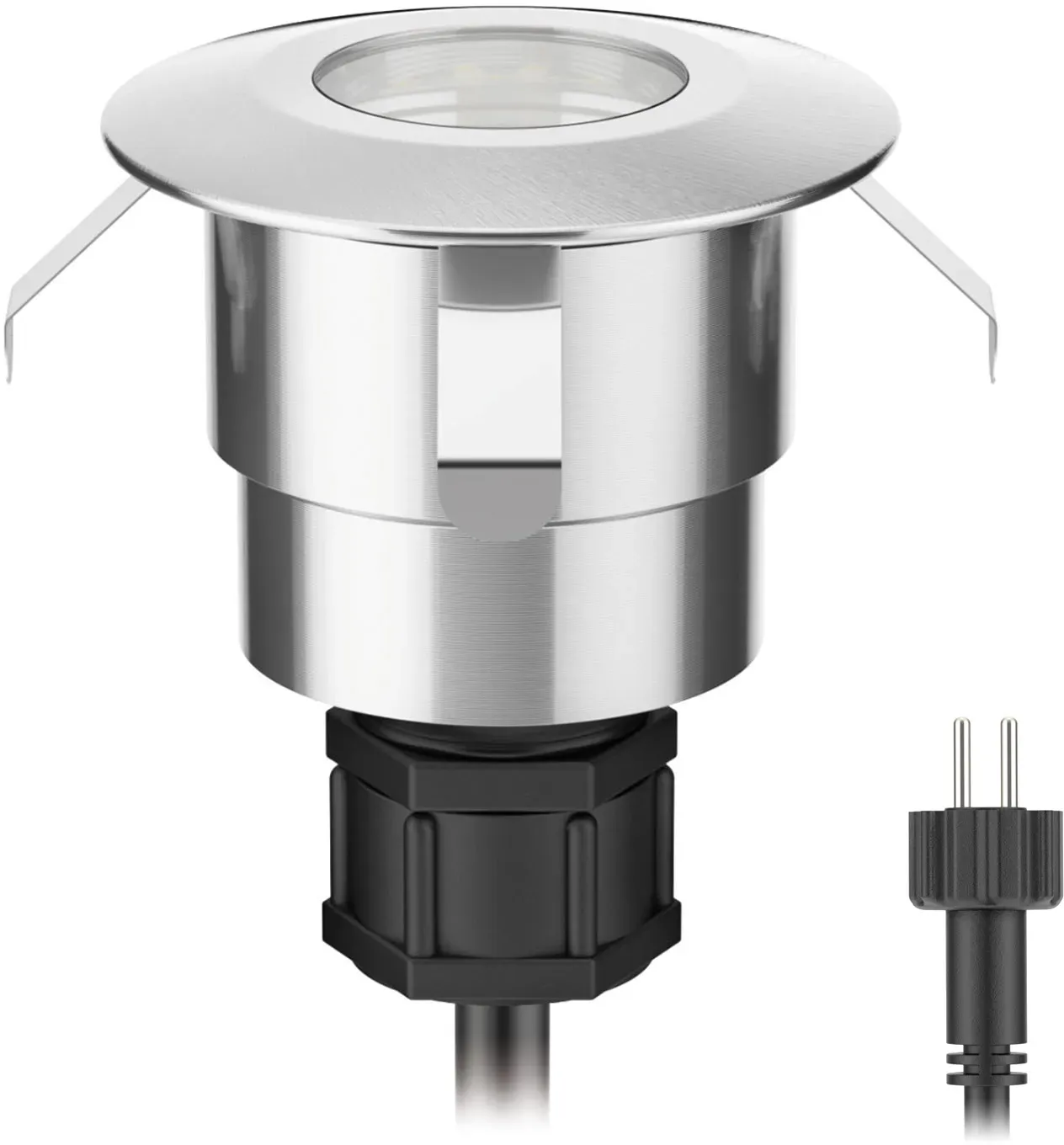 ledscom.de LED Bodeneinbauleuchte ATRIA für außen, IP65, edelstahl, rund, 40mm Ø, kaltweiß