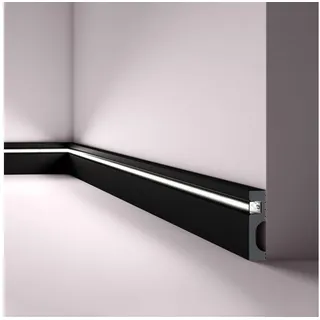 NOEL & MARQUET IL11 BLACK WALLSTYL Noel MARQUET Zierleiste Stuckleiste Indirekte Beleuchtung Bereits Lackiert Modernes Design Schwarz