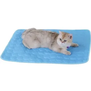 Kühlmatte Für Haustiere, Kühlmatte Aus Eisseide, Kühlmatte Für Hunde, Selbstkühlende Schlafmatte, Ideal Für Hunde Und Katzen Im Sommer, 50 X 40 Cm, Kühlmatte Für Haustiere – Unter 4 Kg – Blau