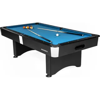 Buckshot Billardtisch 7ft Manhattan - 213x122x80 cm - 7 Fuß Pool Billard - Kugelrücklauf - Tischbillard mit Zubehör - Billard Tische 110kg - Schwarz