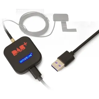 Erisin ES384 DAB+ Digital Radio Box Audio Broadcasting Empfängerbox mit MCX Aerial Verstärker Antennen Adapter für Android Autoradios DAB Plus