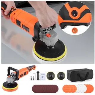 JOYOLEDER Poliermaschine Auto, 1580W 7 Variable Geschwindigkeit, Auto Poliermaschine Set, mit 150/180mm Polierpad, für Boot KFZ orange