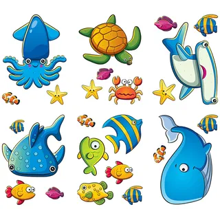 YUANWEI Badewanne Sticker Selbstklebende Anti-Rutsch-Aufkleber für Kinder Anti Rutsch Sticker für Badewanne für Sicherheit in Badewanne & Dusche Bad, mit Hoher Haftleistung (Meereslebewesen)