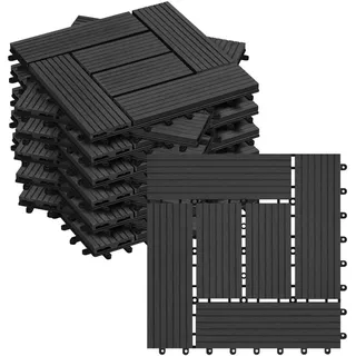 Woltu WPC Terrassenfliese Holzoptik Anthrazit 30 x 30 cm 22 St.