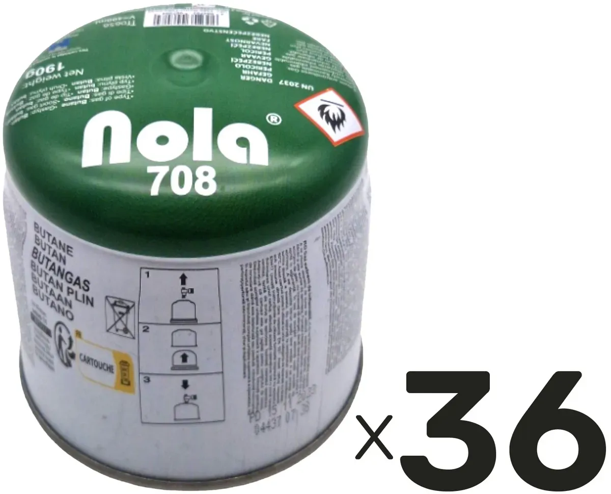 NOLA Campinggas, Butangas, 190 g, Gas Lock System, 36 Stück
