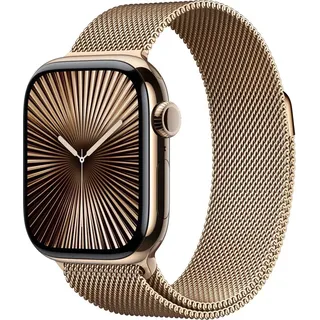 Apple Watch Series 10 GPS + Cellular 42 mm Titangehäuse gold, Milanaise Armband gold