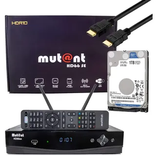 Mutant HD66 SE UHD 2160p E2 Linux Receiver mit 1x DVB-S2 & 1x DVB-C/T2 Tuner, PVR, WiFi + 1TB Festplatte