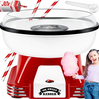 Kesser KESSER® Zuckerwattemaschine Set für dein zuhause Mit 30x Zuckerwatte Stäbchen - Retro Cotton Candy Maschine - Zuckerwatte Maschine Mit Zubehör - Höhe 22 cm - 500 W