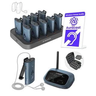 Avantree AuraPlex MX – Auracast Audioübertragungssystem für Kirchen, kompatibel mit Auracast Geräten, 1 Sender & 10 Empfänger, erweiterbar, 100m Reichweite für Klassenzimmer & Veranstaltungen