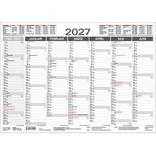 Korsch Verlag Tafelkalender A4 2027: 14 Monate auf Vorder- und Rückseite I Ferientermine und Feiertage