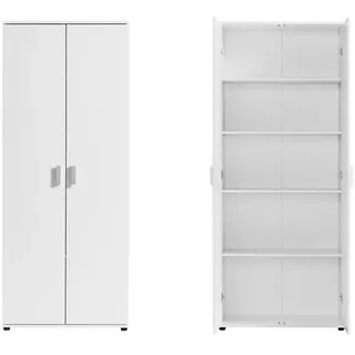 home collective Mehrzweckschrank Weiß Holzwerkstoff, Echtholz, 4 Einlegeböden in , Weiß , , , 35x184x75 cm Waschküche, Mehrzweckschränke