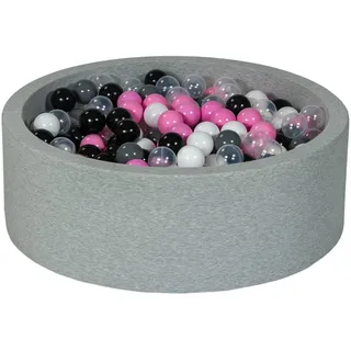 Velinda Bällebad Ballpool Kugelbad Bällchenbad Bällchenpool Kinder Pool mit 450 Bällen (Farbe der Bälle: schwarz, weiß, transparent, rosa, grau)
