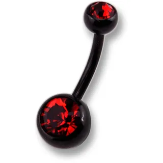 ZEEme Body Jewelry Piercing Bauchnabelpiercing Chirurgiestahl schwarz Kristall