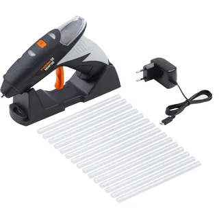 Meister Craft Meister 3,6 V, - Mit Ladestation & Abtropfschale - Mikro-USB - 1 Minute Aufheizzeit - Inklusive Klebestifte / Heißklebepistole für DIY-Projekte & Bastelarbeiten / 5464500