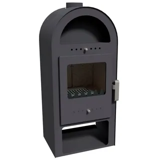 Kaminofen "Save", Exklusiv, Lieferung bis ins Wohnzimmer, 6 kW, Zeitbrand, mit Holz- und Warmhaltefach, nur 65 Kg leicht schwarz