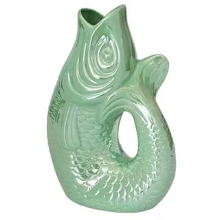 Pad Monsieur Carafon, Fisch -Vase/Krug/Kanne/Skulptur Fisch, Größe S, Fassungsvermögen 1,2 Liter, Größe 9,7 x 16,5 x 25cm (Rainbow Mint)