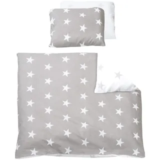 roba Babybettwäsche 80 x 80 Little Stars - Grau Weiß