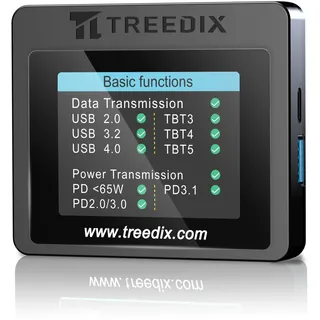 Treedix Kabeltester, USB-Kabeltester, 6,1 cm Farbdisplay, USB-C-Widerstandstest, elektronischer Typ-C-Marker für Micro-B 2.0, Micro-B 3.0, Typ-C