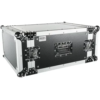 Robustes 19 Zoll Tour Case, 6HE, 9mm Holz, Klappgriffe, Butterfly-Schlösser, Rackschienen, 52cm Einbautiefe, professionelles Design, ideal für sicheren Transport von Equipment