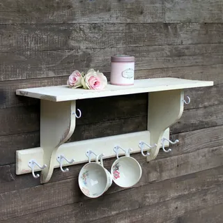 Shabby Wandregal Weiß Landhaus Garderobe Vintage Küchenregal Bad Holzregal Flur