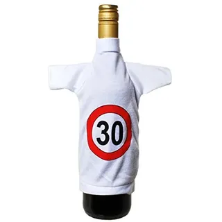 1 Stück Mini Flaschen-T-Shirt 'Verkehrszeichen - 30', ca. 23 x 30 cm, LOLLIPOP®
